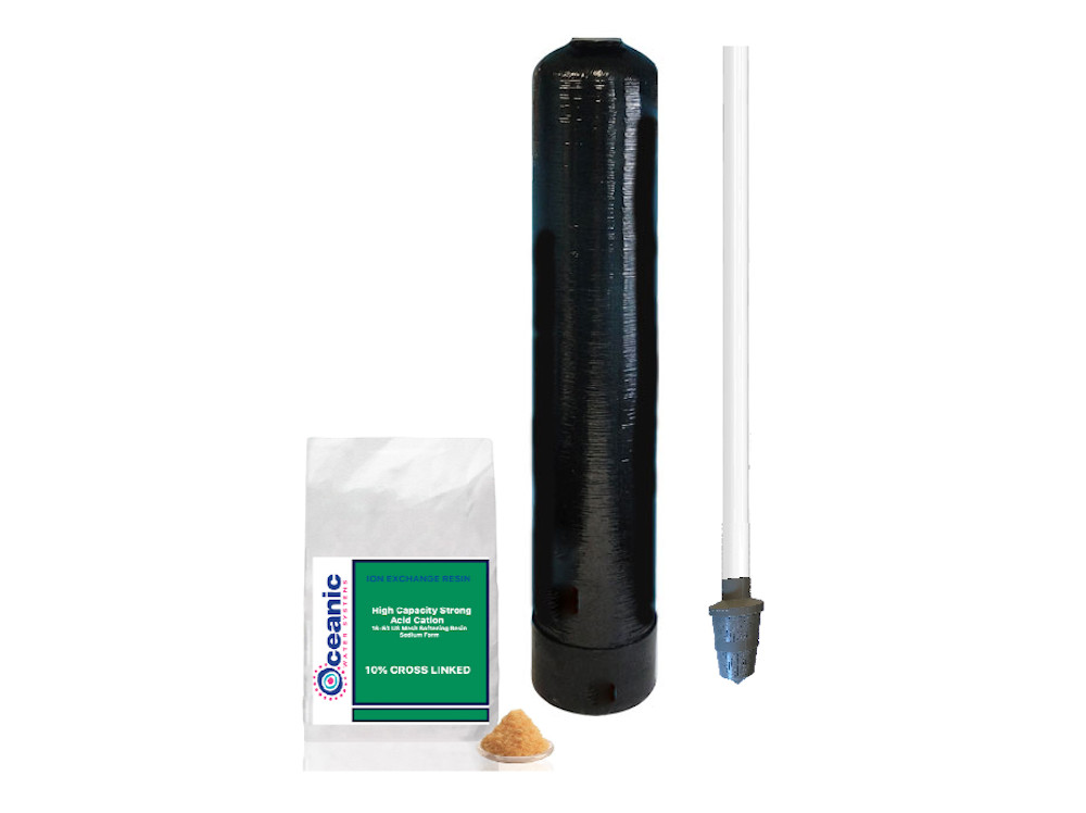 Replacement Water Softening Tank: 12″x 52″ 2 cubic ft Cation Resin +Riser tube