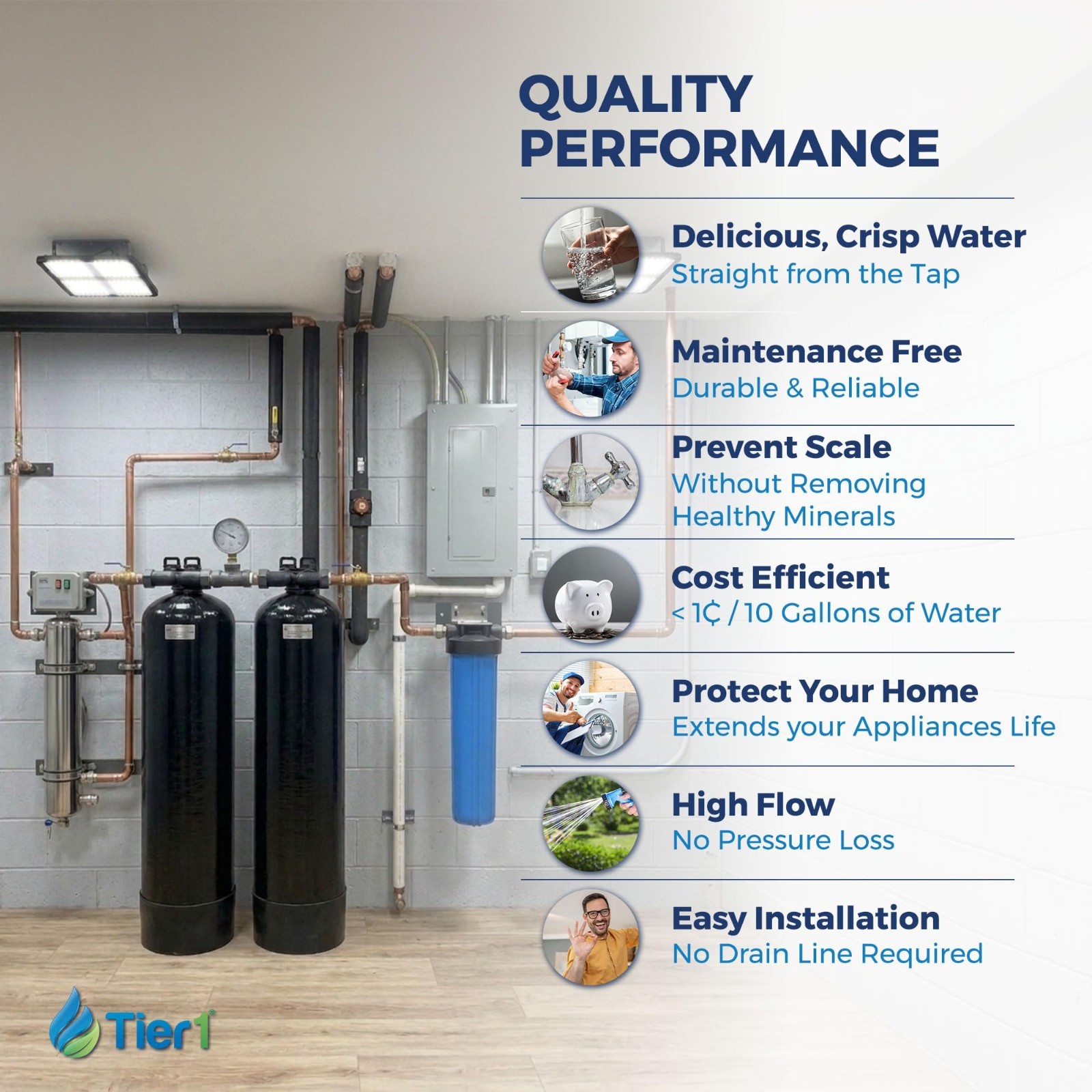 Tier1 Salt-Free Descaler & Chloramine Filter 3-in-1 TAC 900,000 Gallons