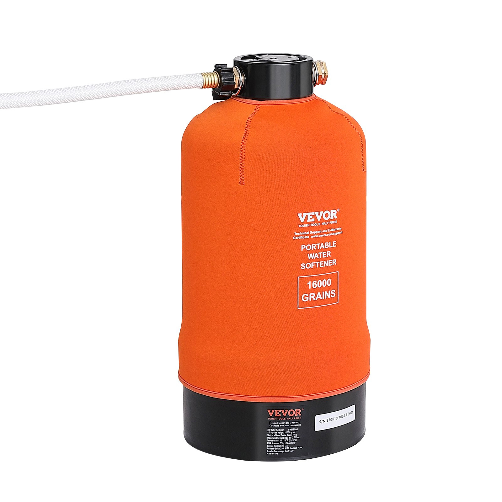 16000 Grain RV Water Softener with 3/4″ Brass Fittings & Hose