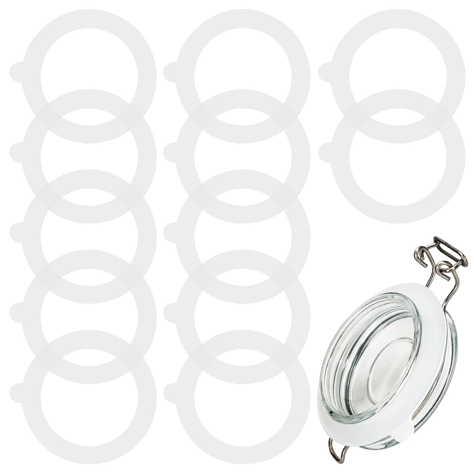12 Pcs 3.7 Inches Silicone Jar Gaskets Rubber Seals Rings for Glass White