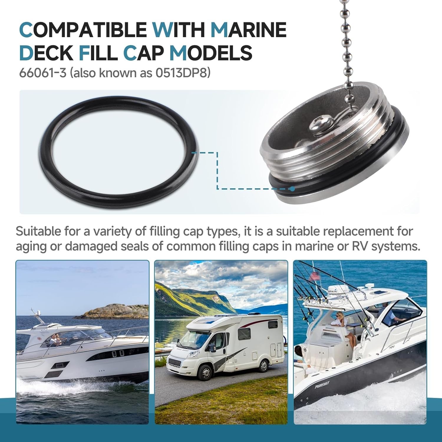 1pc Boat Deck Fill Cap O-Ring Gasket, 1.5 Inch Rubber Seal Ring for ferrous