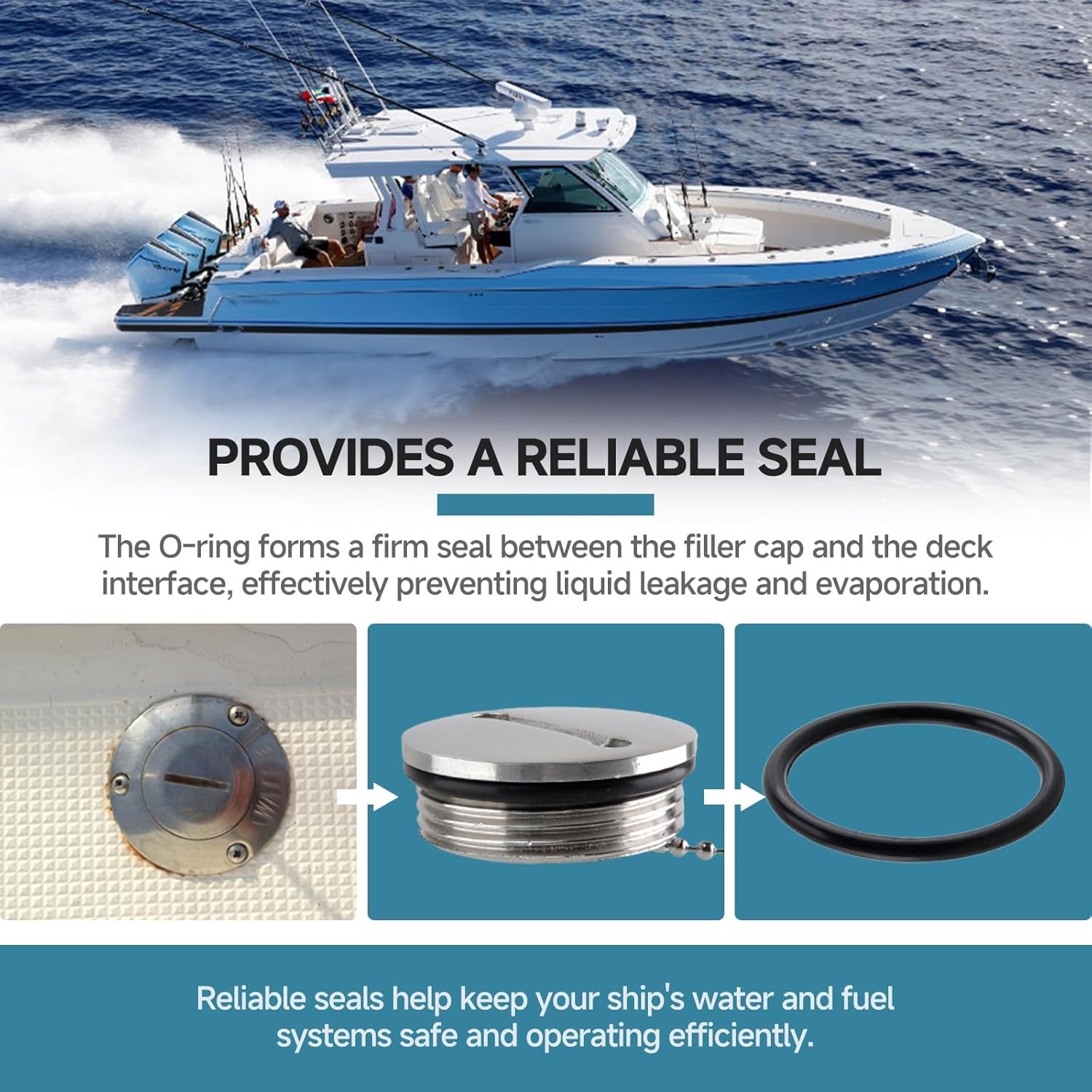 1pc Boat Deck Fill Cap O-Ring Gasket, 1.5 Inch Rubber Seal Ring for ferrous