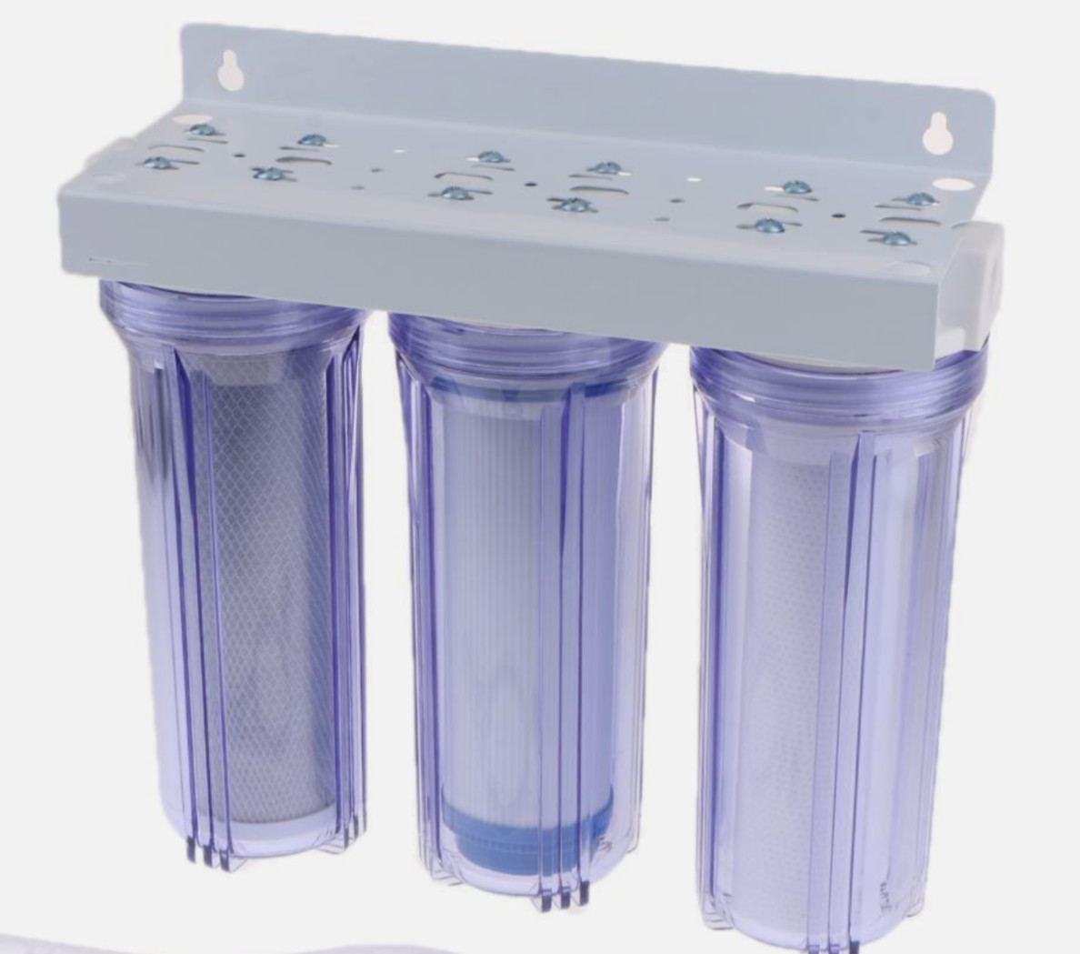 3 Stage 10” Water Filter System 3/4” Ports, PP, GAC, CTO & Clear Housing’s
