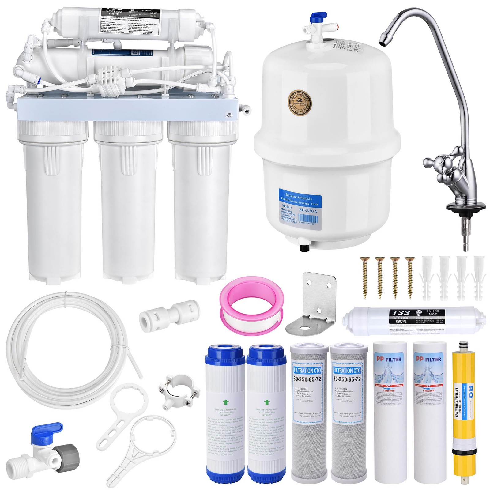 5 Stage Reverse Osmosis Drinking Water Filter RO System Home Purifier 13 FILTERS