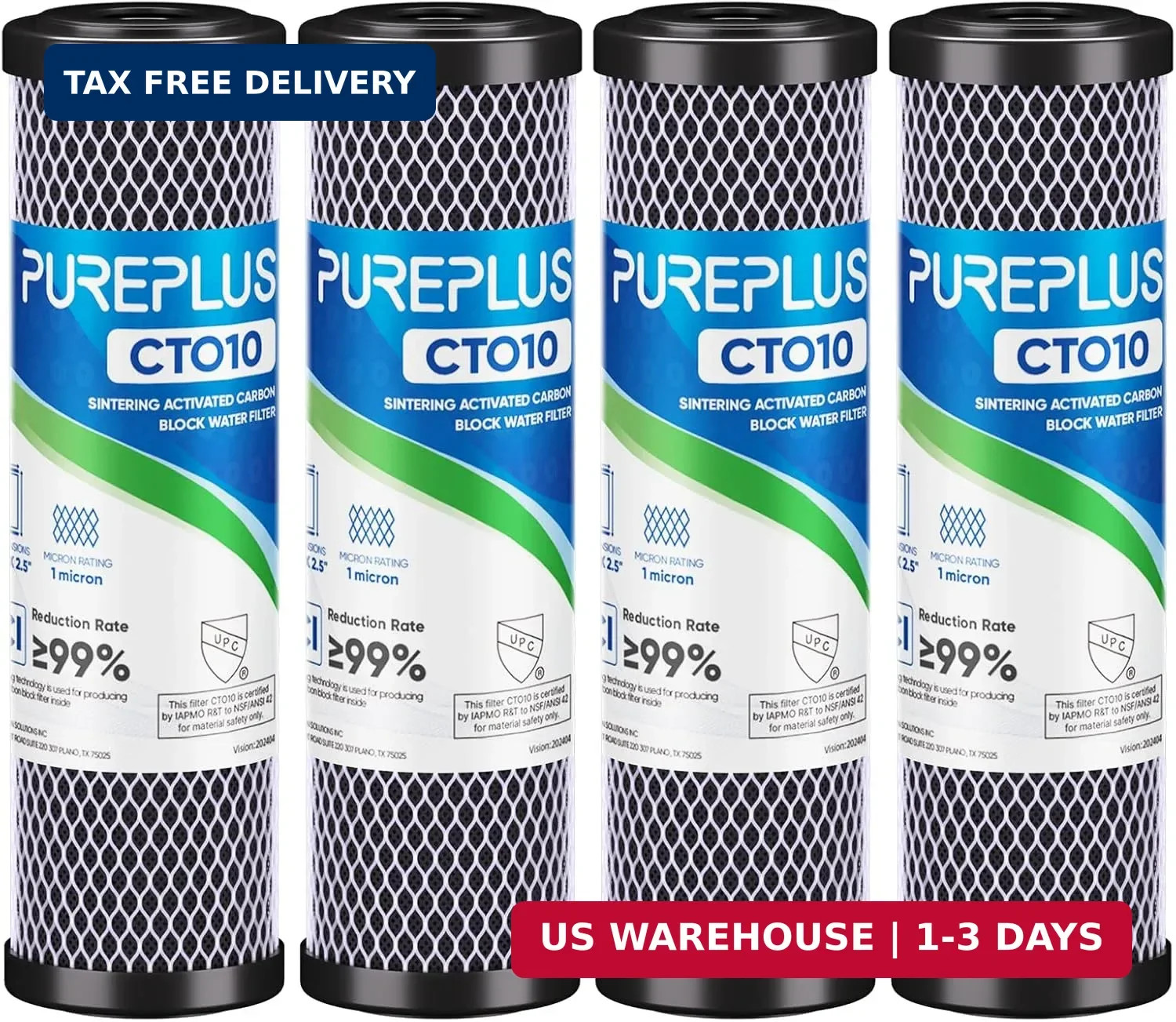 1 Micron 2.5″ x 10″ Whole House CTO Carbon Water Filter Cartridge Replacement fo