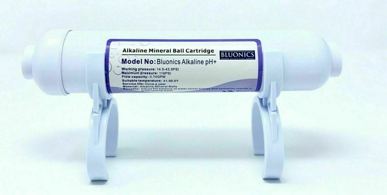 PH+ Alkaline Water Filter Cartridge, 10″ Inline Quick Connect with Mineral Ball