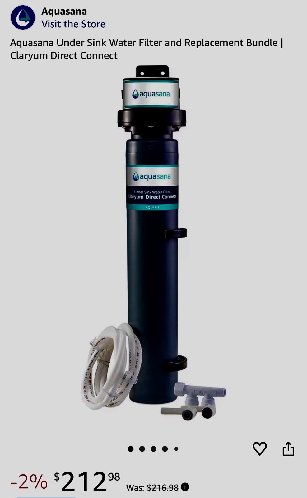 Aquasana Claryum Direct Connect Under Sink Water Filter Bundle 1000 gal AQ-MF-1