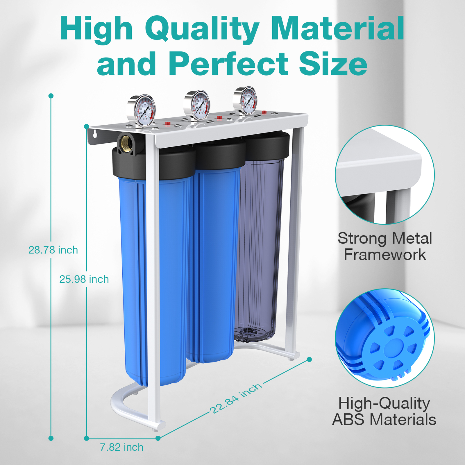 3Stage Whole House Water Filter System for Well/Pool/City/Farm 20″x4.5″ Big Blue