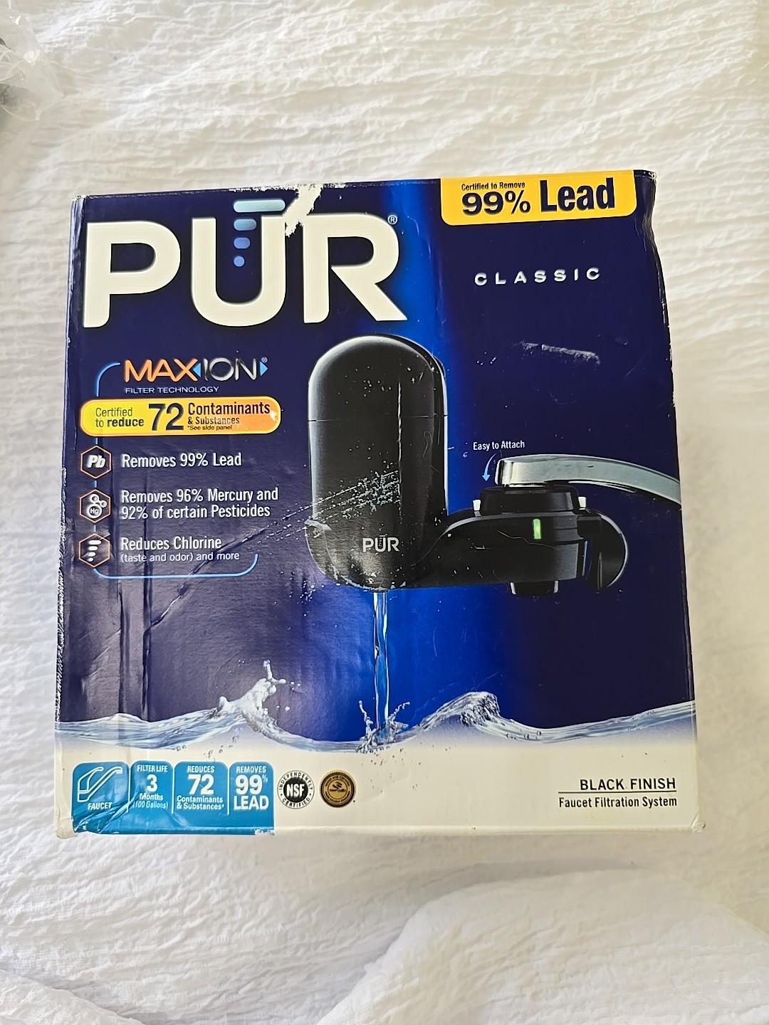 PUR FM-2000B Dual Action Water Faucet Mounted Filtration System Black NO FILTER