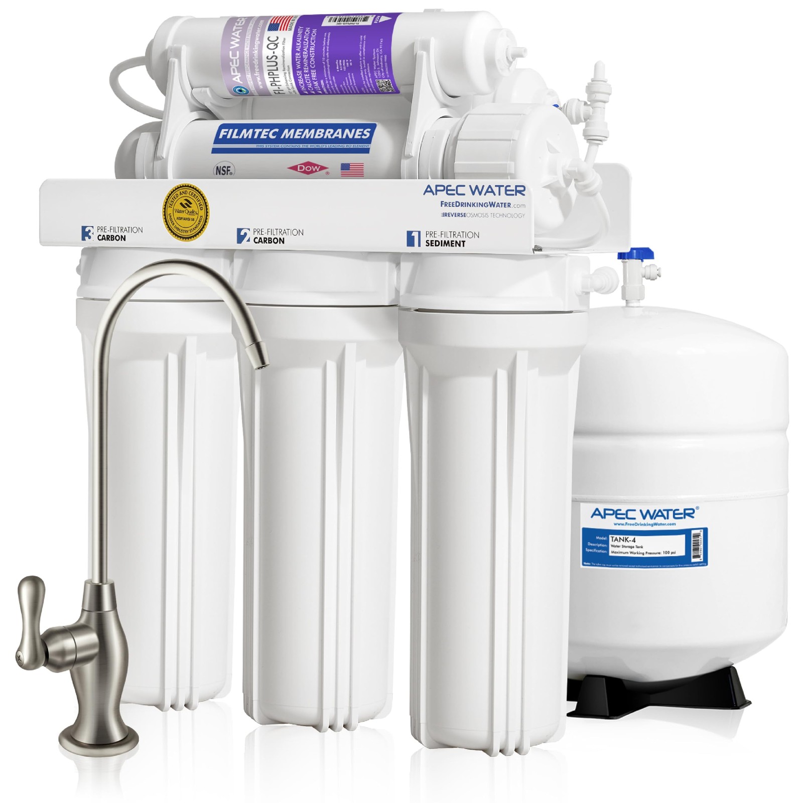RO-PH90, 6-Stage Alkaline Under Sink Reverse Osmosis Water Filter System, NSF…