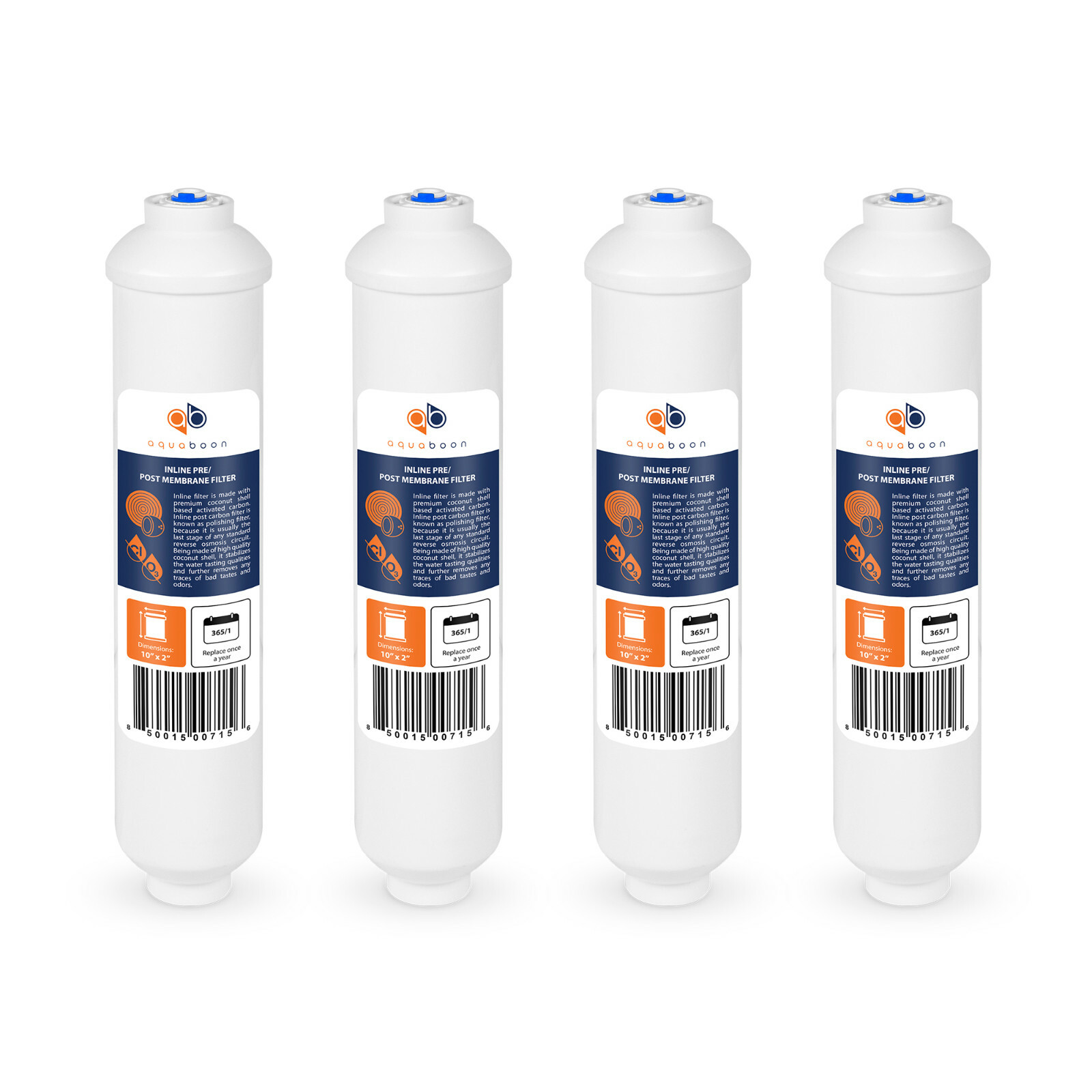 4 Pack of Inline Post/Carbon Polishing Water Filter for RO Standard Size QC