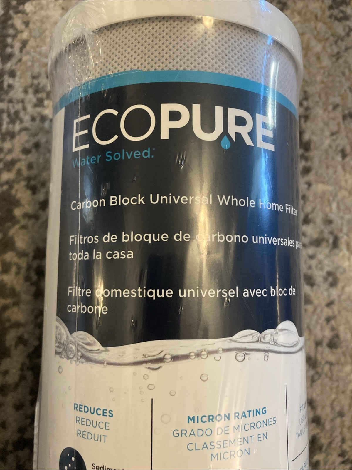 EcoPure Carbon Block Whole House Water Filter EPW4C 25 Micron Universal