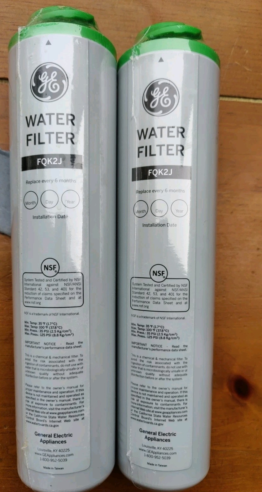 2 Pack GE FQK2J Dual Flow Replacement Under Sink Water Filters