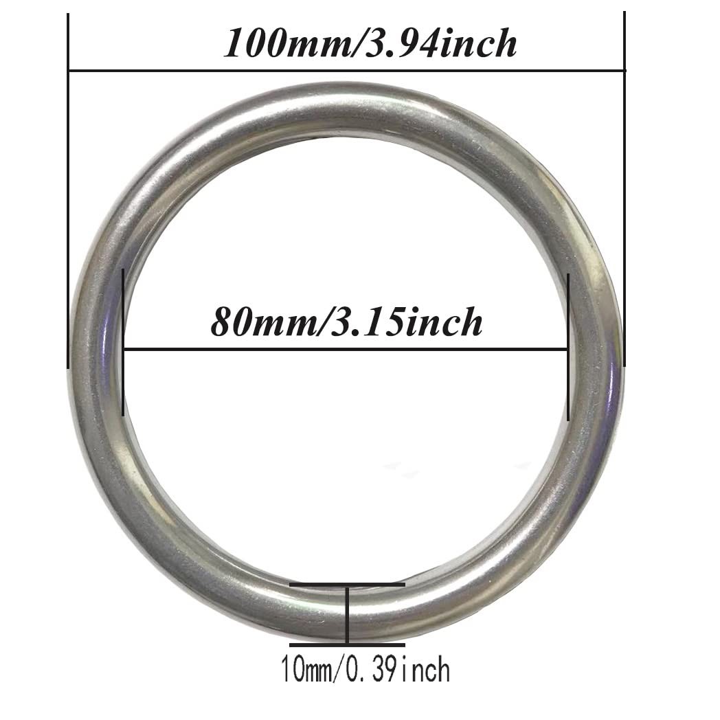 AIVOOF 4″ Metal O-Ring, 2 Pack 304 Seamless Welding Stainless Steel Rings…