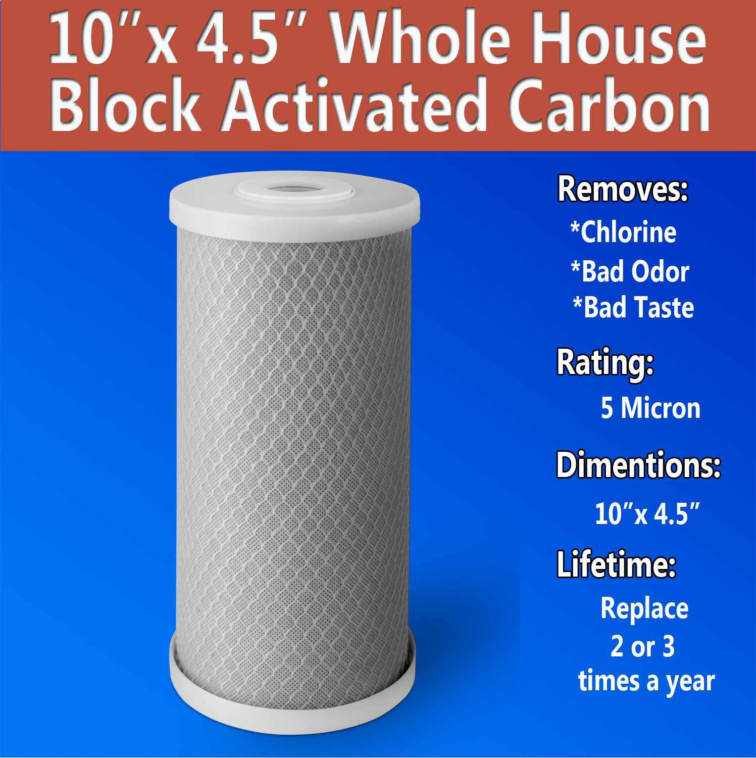 Big Blue CTO Carbon Block & Sediment Water Filters 4.5″ x 10″ Cartridges Set