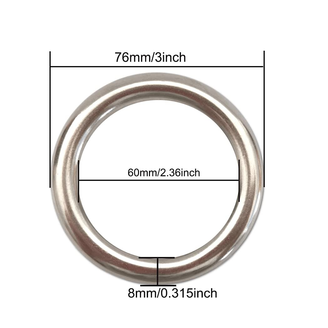 AIVOOF 3″ Metal O-Ring, 2 Pack 304 Seamless Welding Stainless Steel 2 PACK