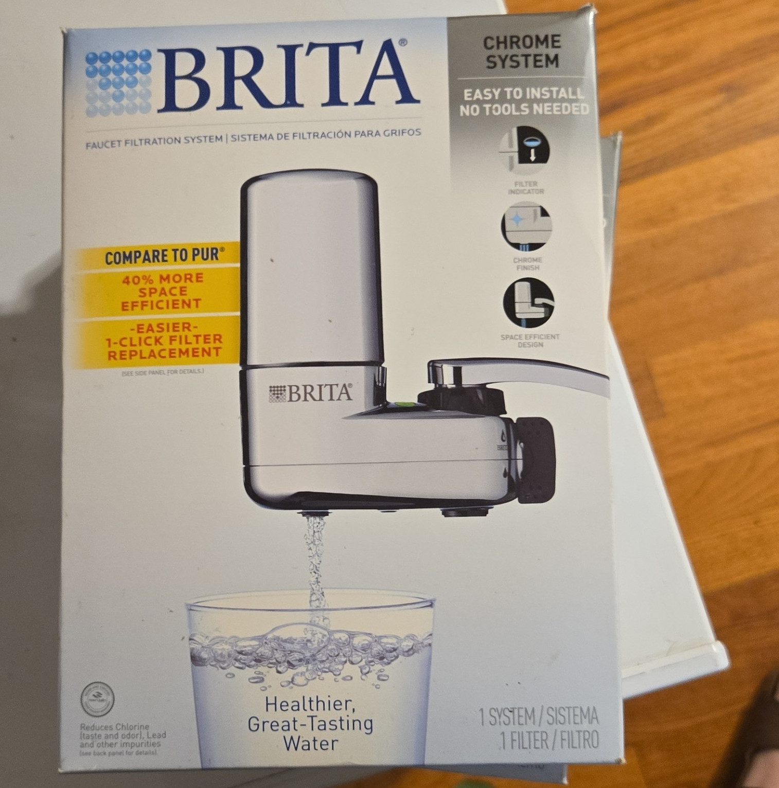 BRITA Chrome Faucet Water Filtration System 100 Gal w/ 1 Filter Removes Lead