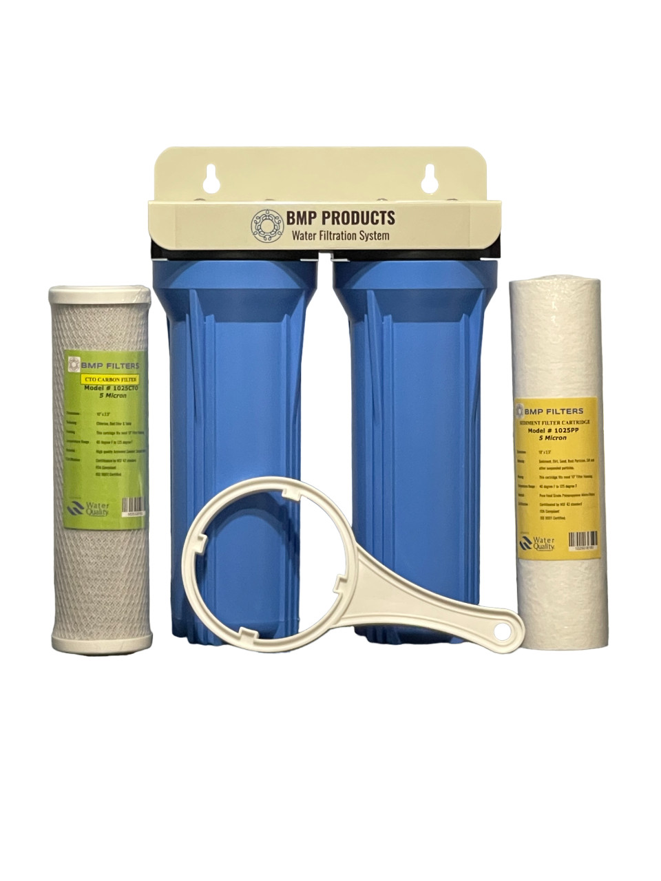 2-Stage 10″x2.5″ Water Filter System 1/2″ Brass Thread Inlet/Outlet (PP+CTO)