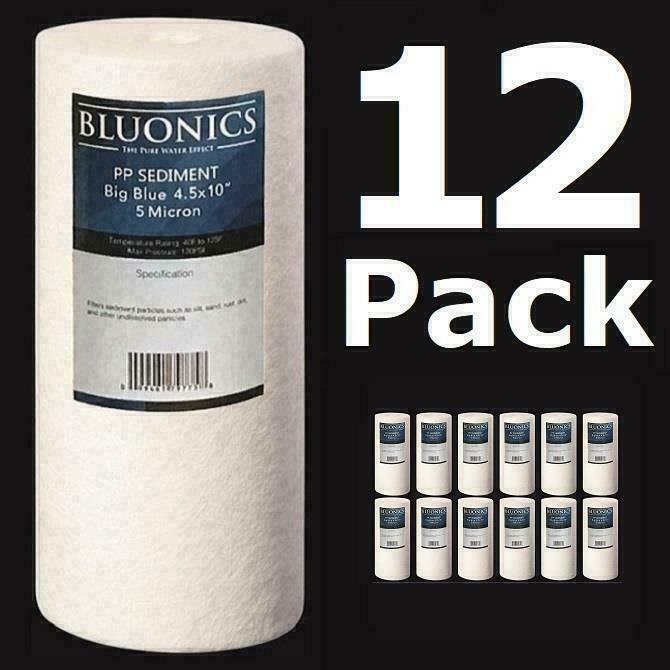 Bluonics 12-PK 10 x 4.5″ (5 Micron) Sediment Whole House Water Filters Iron Rust