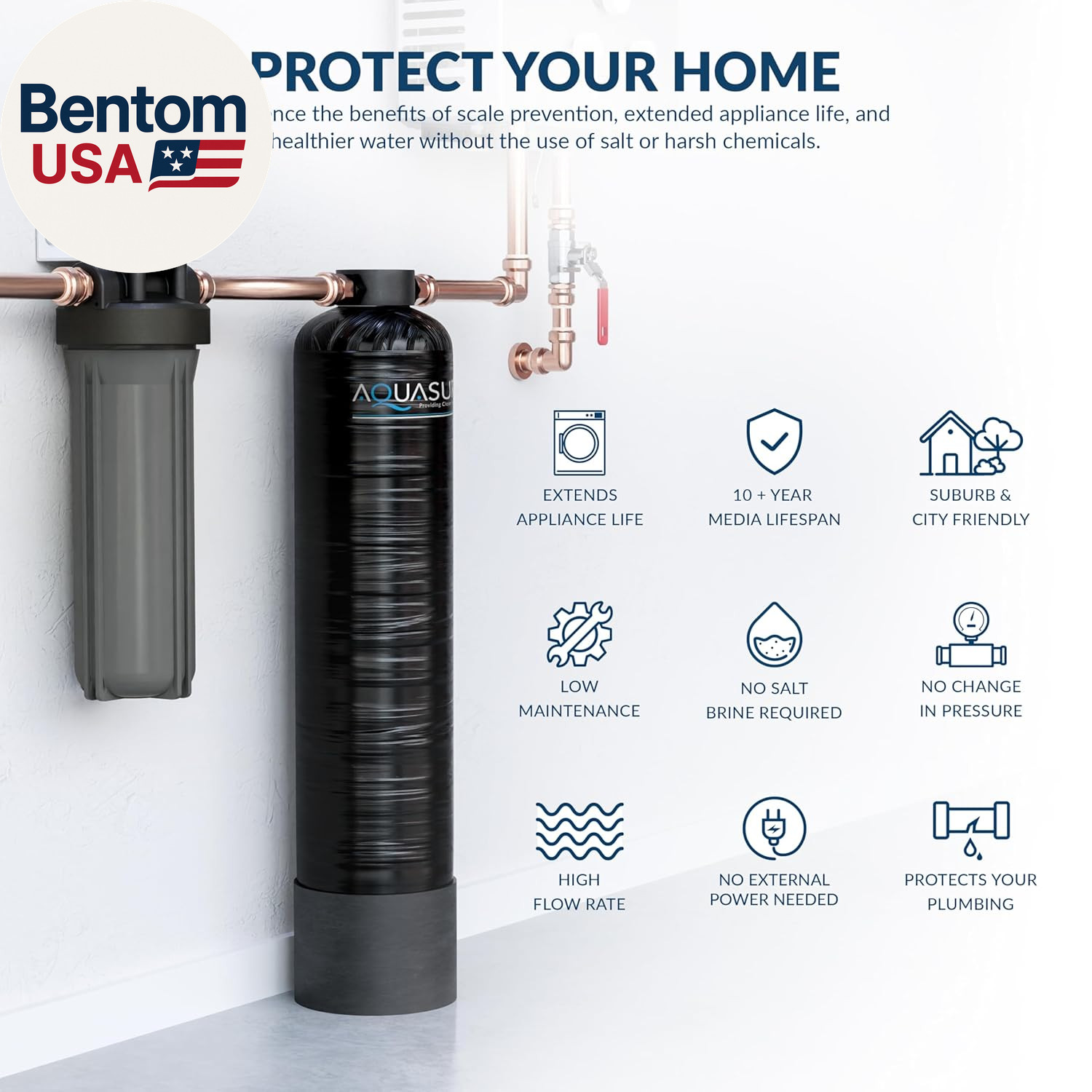 Serene Lite Whole House Salt-Free Water Conditioning Descaler System with Triple