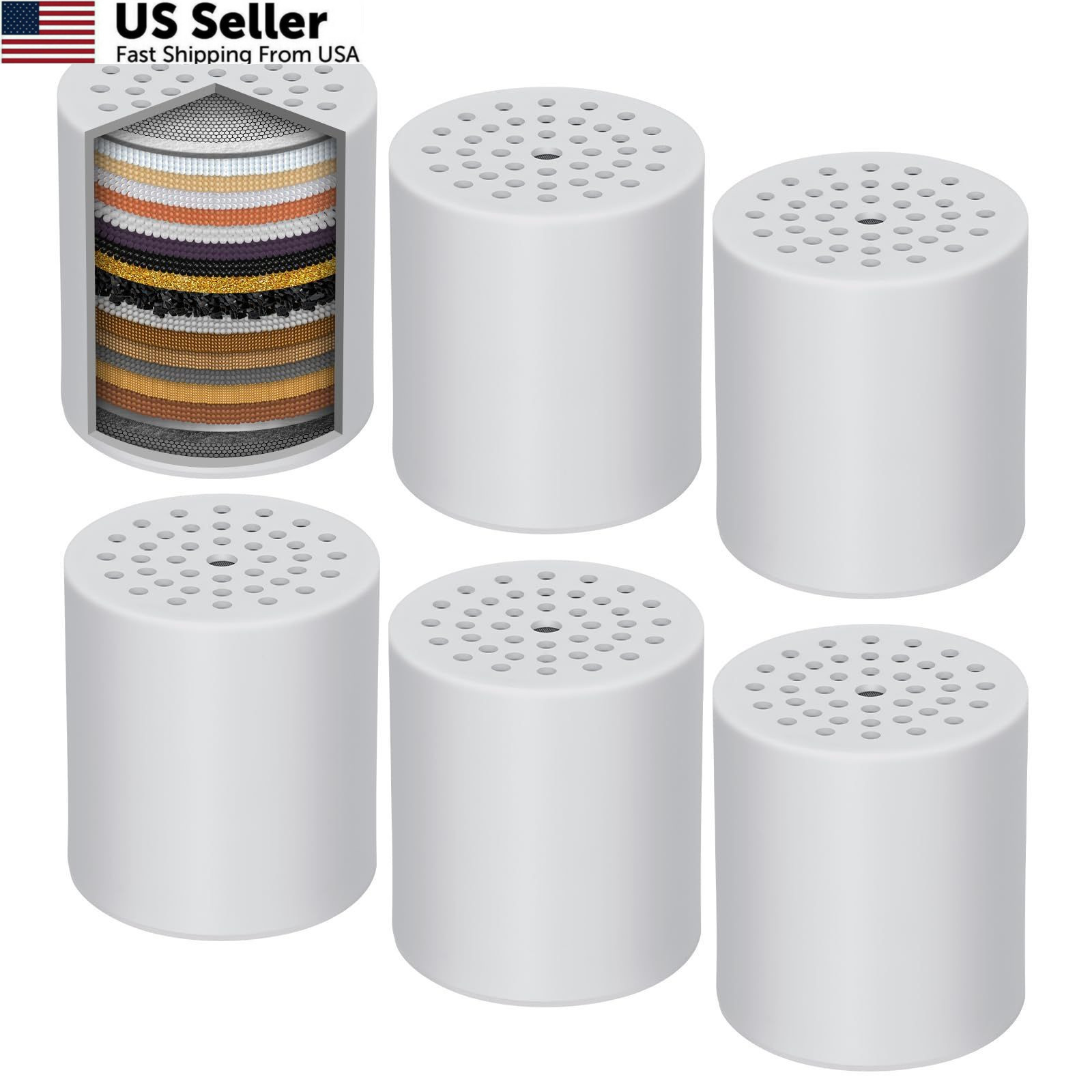4 Pack Shower Filter Replacement Cartridge, 20 Stage Head White