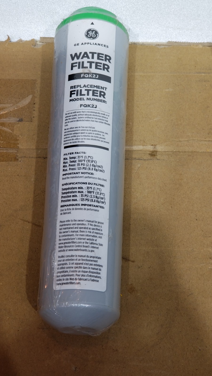 GE FQK2J Replacement Water Filter Cartridge ( New Sealed)
