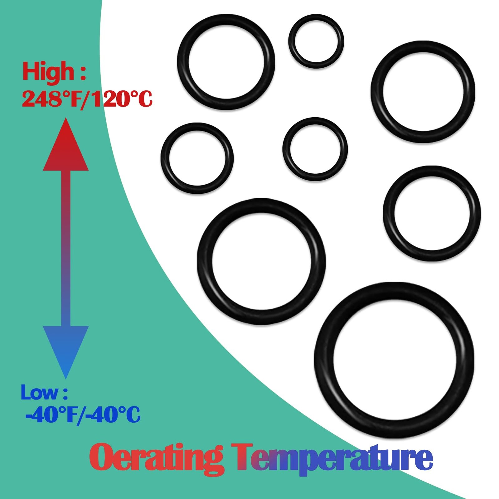 XBVV 1020 Pcs O Ring Kit 20 Size Nitrile Rubber O Assortment Set Black