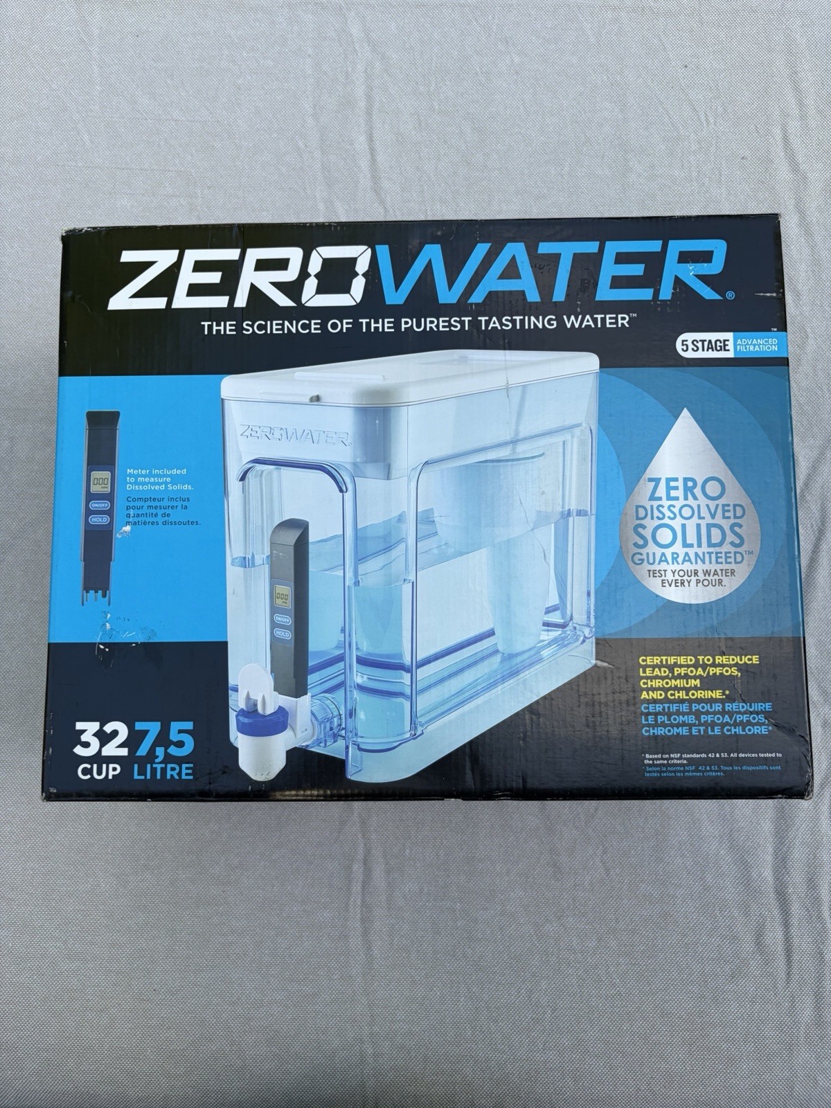 ZeroWater 5-Stage 32 Cup/7.5L Ready-Read Water Filter Dispenser ZD-032-RR
