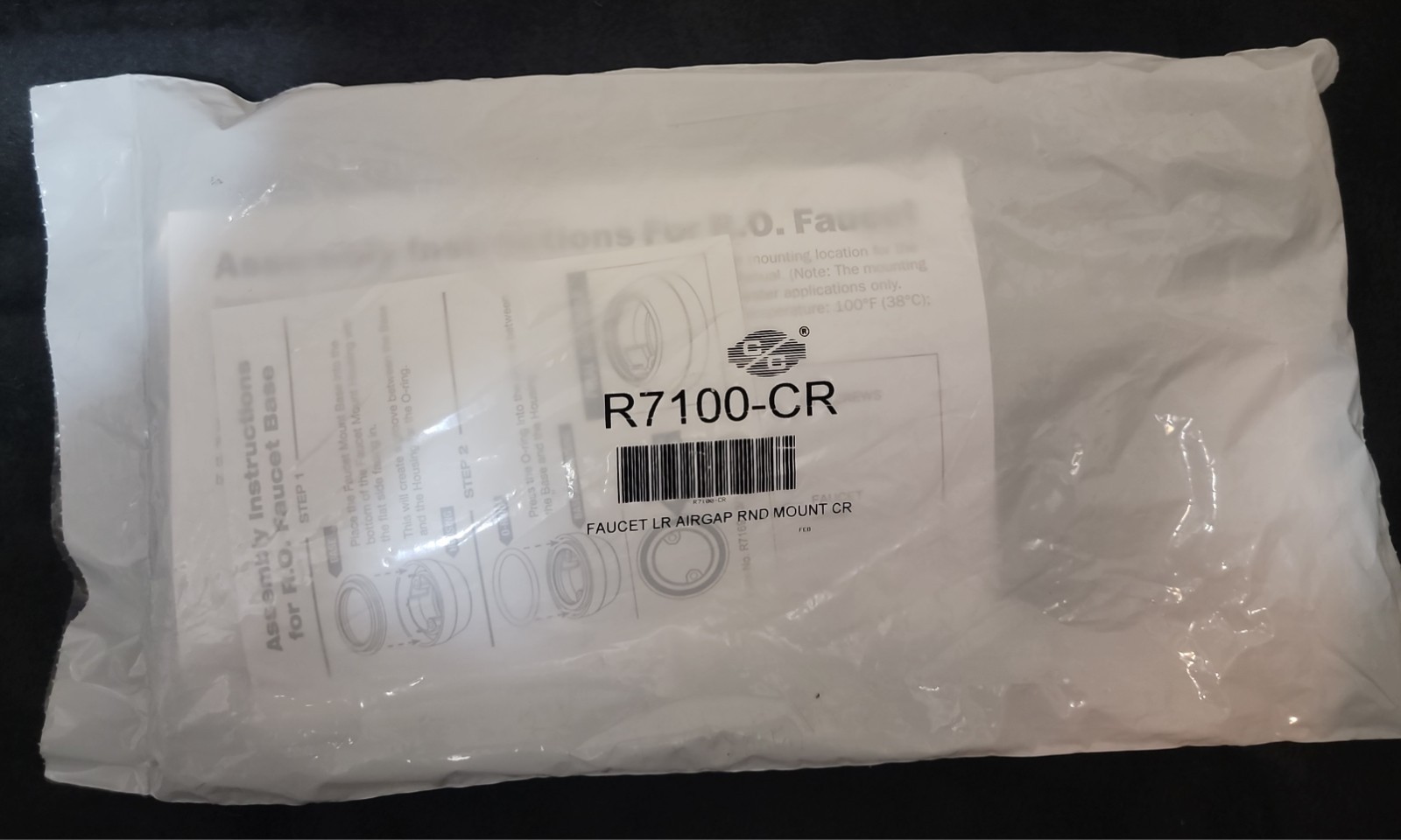 R7100-CR Long Reach Chrome Reverse Osmosis Faucet LR Air Gap Round Mount