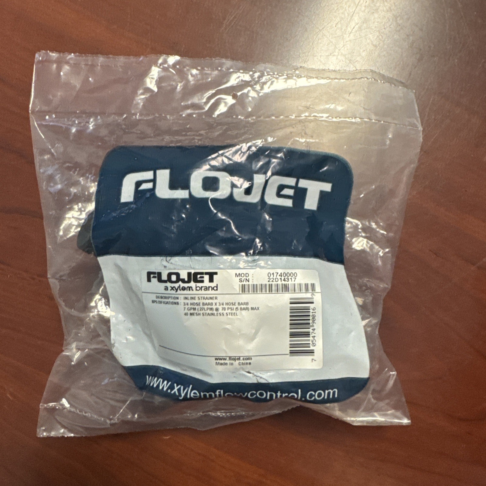 Xylem Flojet 3/4” X 3/4” Hose Barb In-Line Strainer #40 mesh 01740000