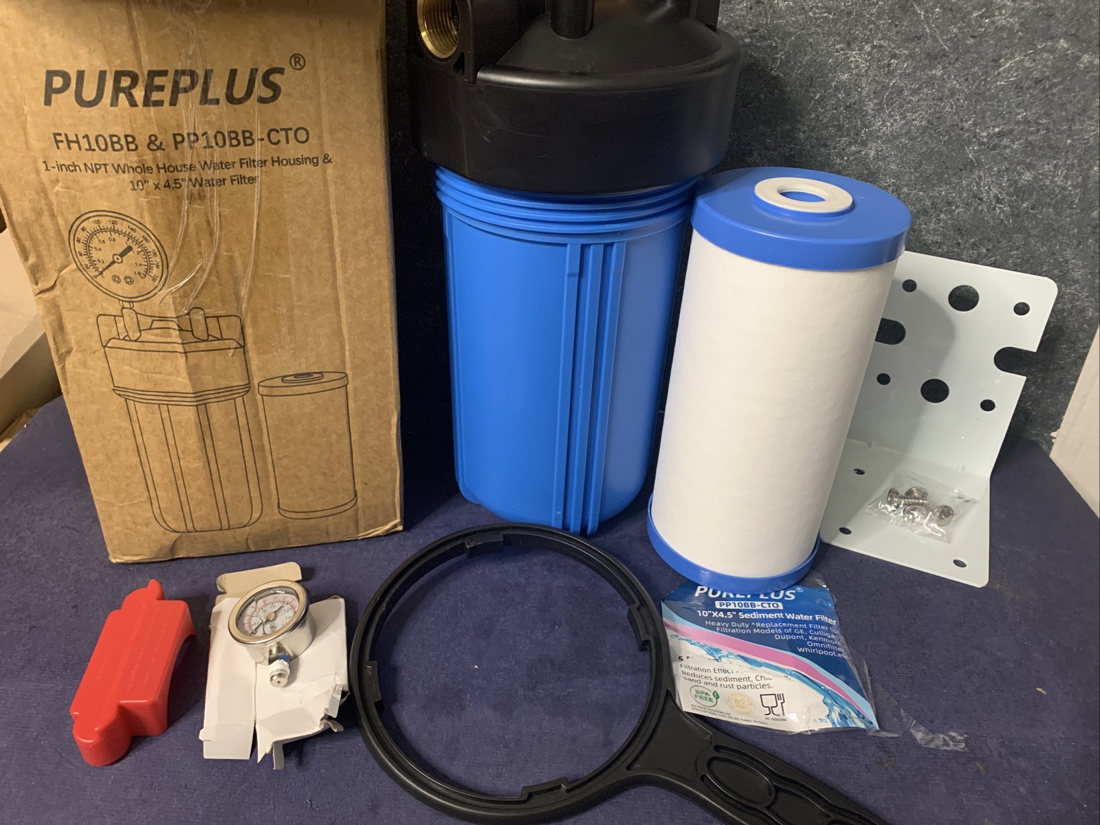 PurePlus FH10BB Whole House Water Filter Housing System w/ Sediment Filter