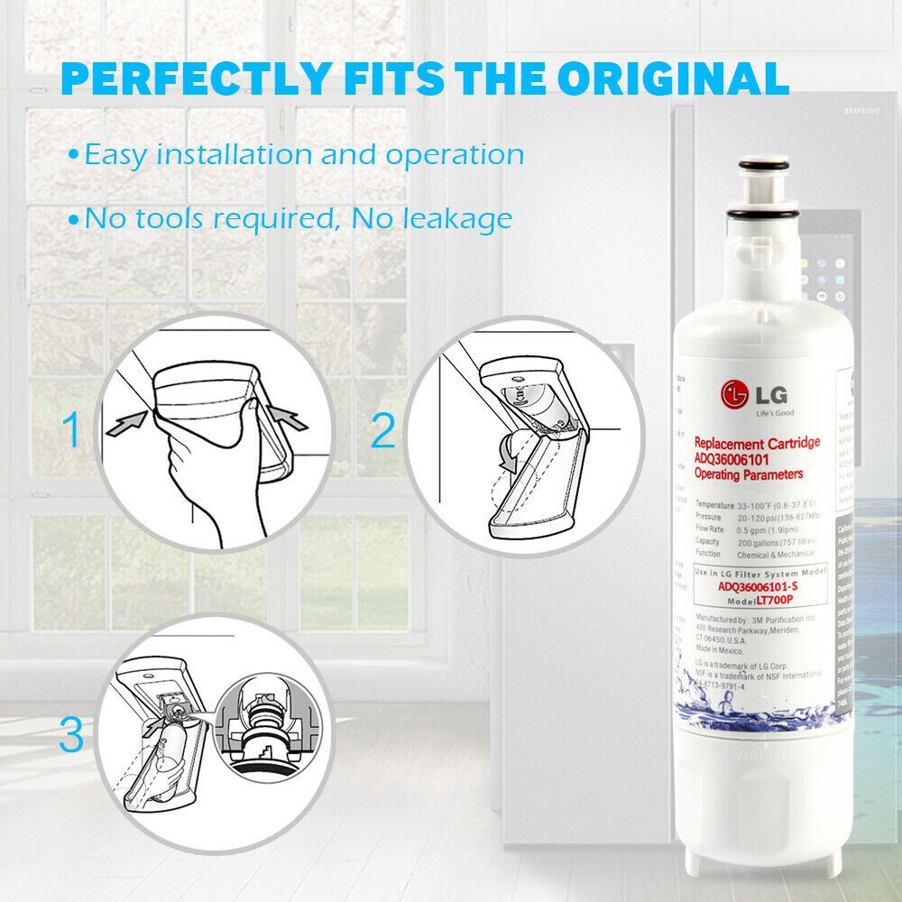 3 Pack L-G LT700P ADQ36006101 Fit kenmore 9690 Refrigerator Water filter