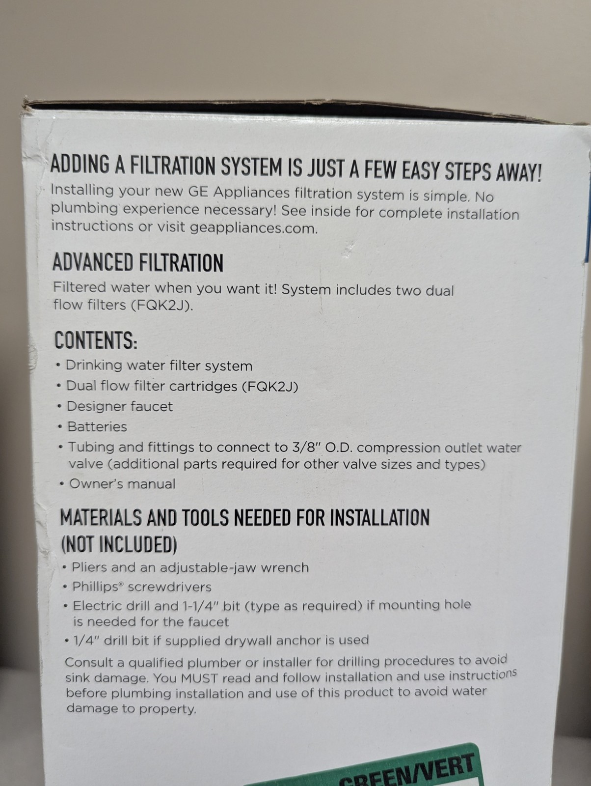 GE GXK255TBN Under Sink Water Filtration System w/ Faucet FQK2J filters.