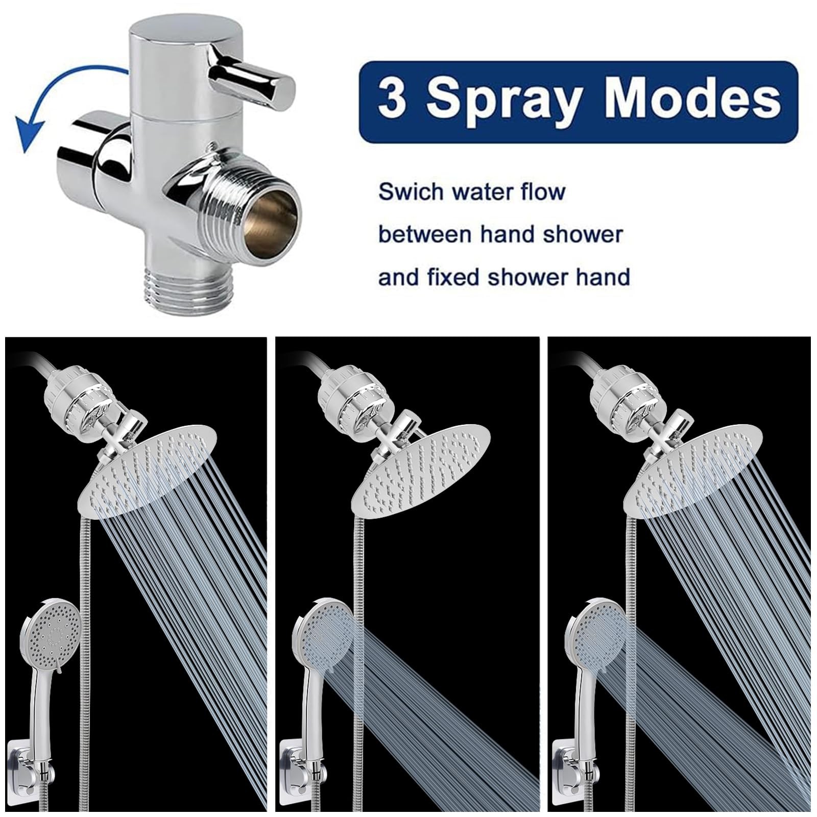 NearMoon Filtered Shower Head, High Pressure 8″Round Rain Chrome Finish