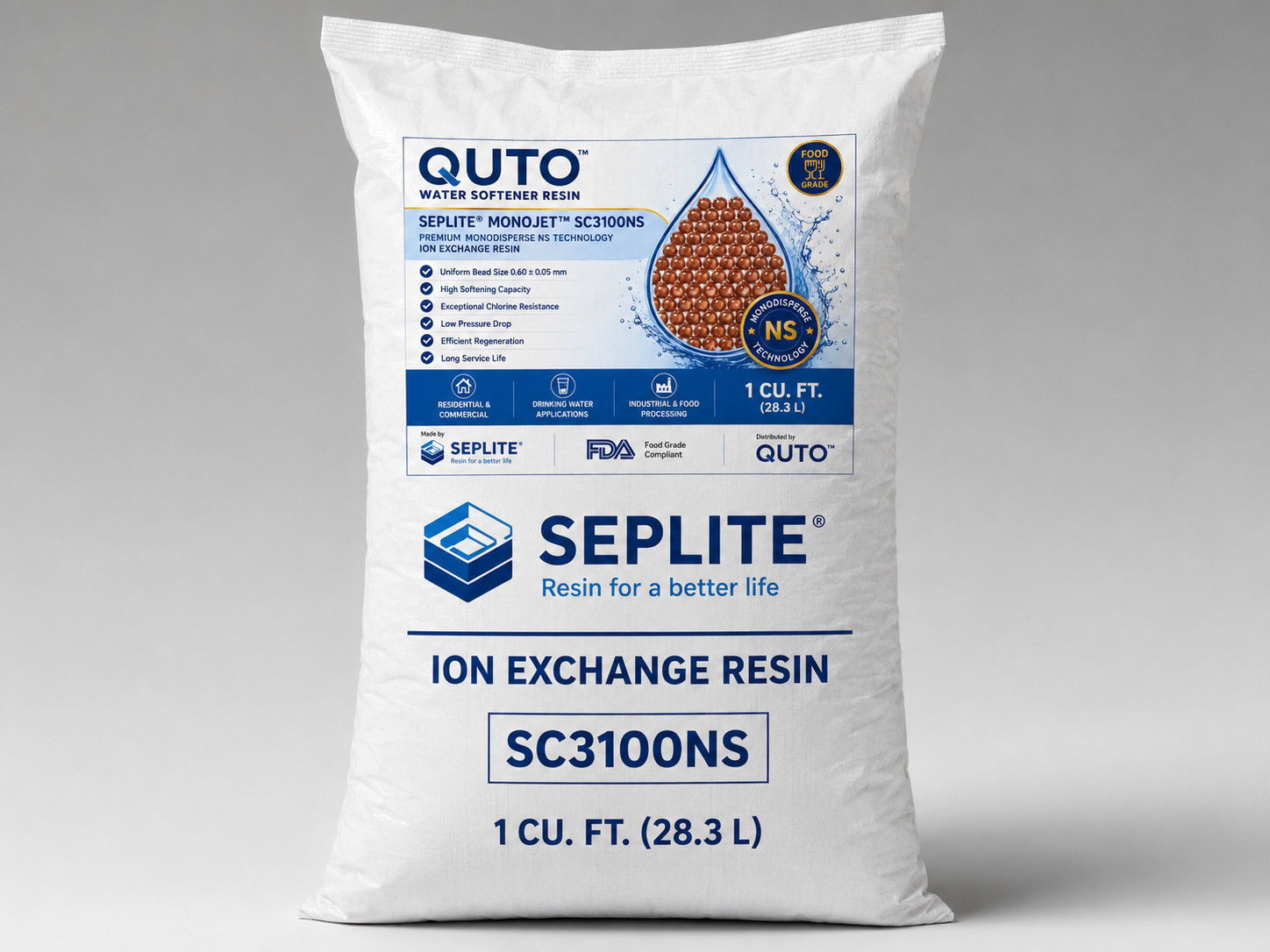 QUTO Water Softener media – 120% Uniform particle size Ion Exchange resin✅