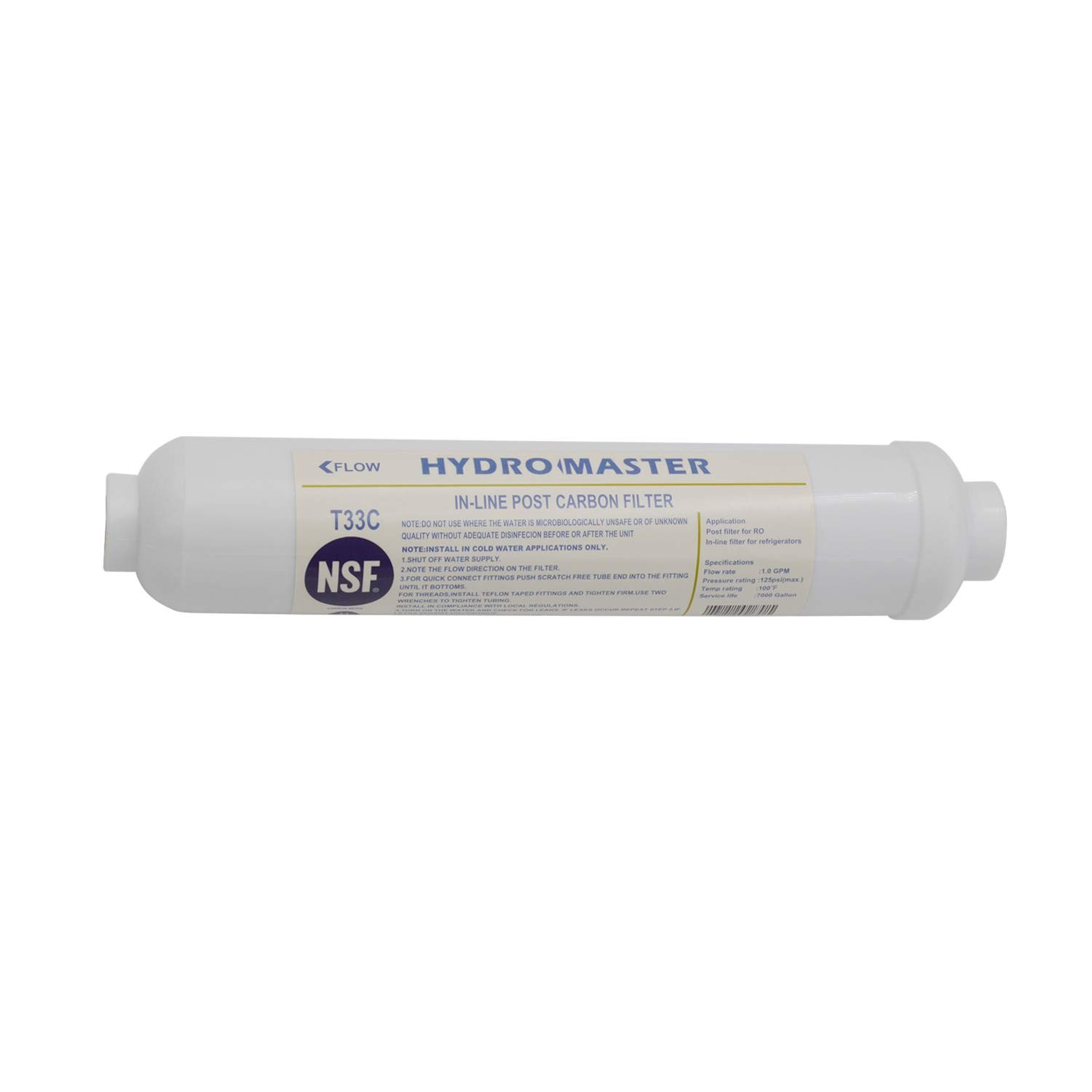 HYDRO MASTER IN-LINE POST CARBON FILTER With 1/4-Inch NPT Connection, 10 Inch x