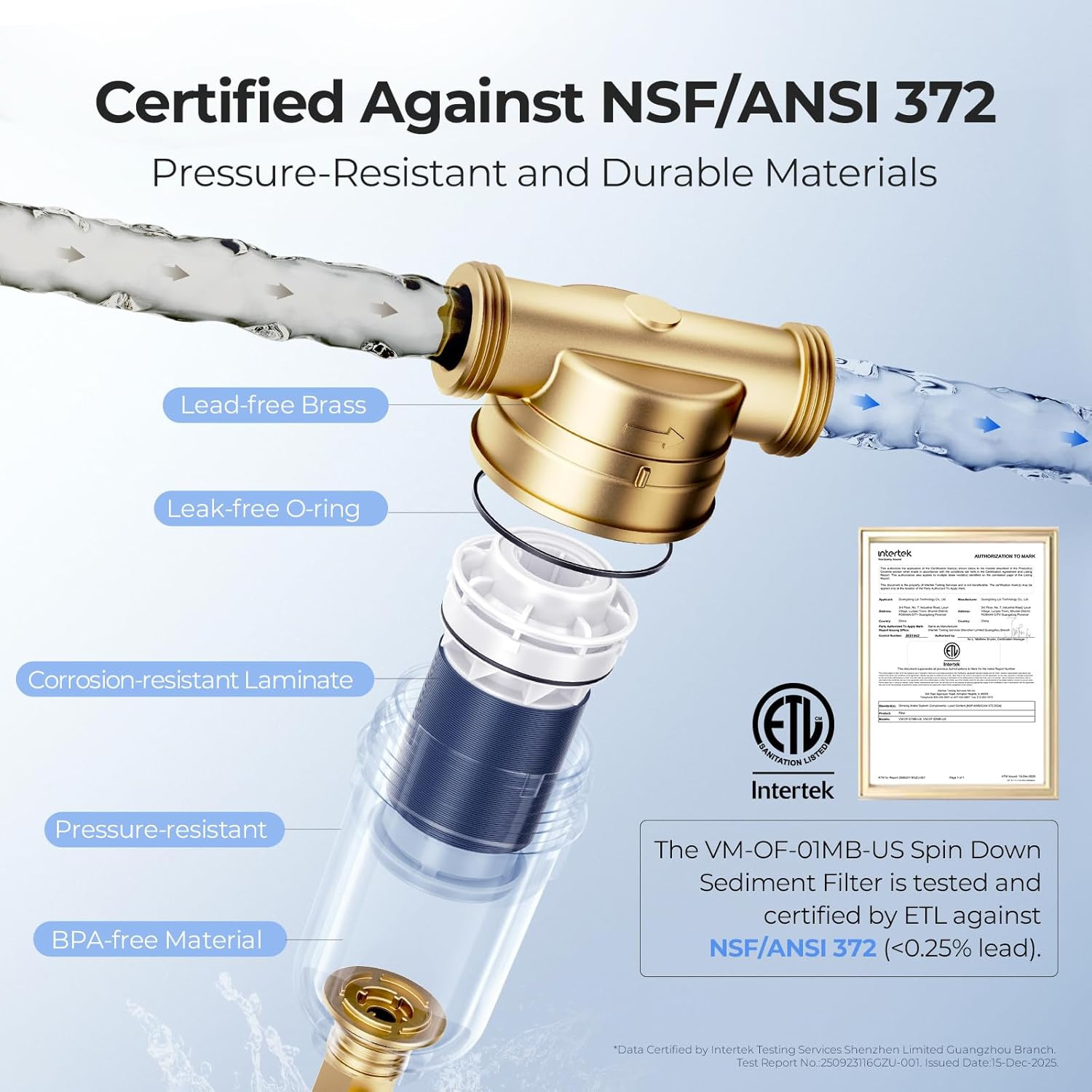 40 Micron Backwash Sediment Filter – NSF Certified Reusable Water System