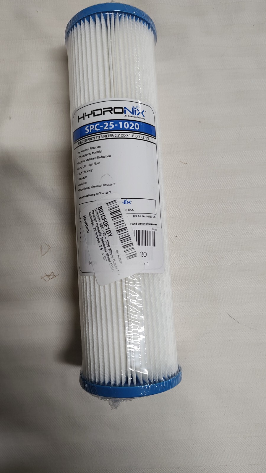 Hydronix SPC-25-1020 Polyester Pleated Filter