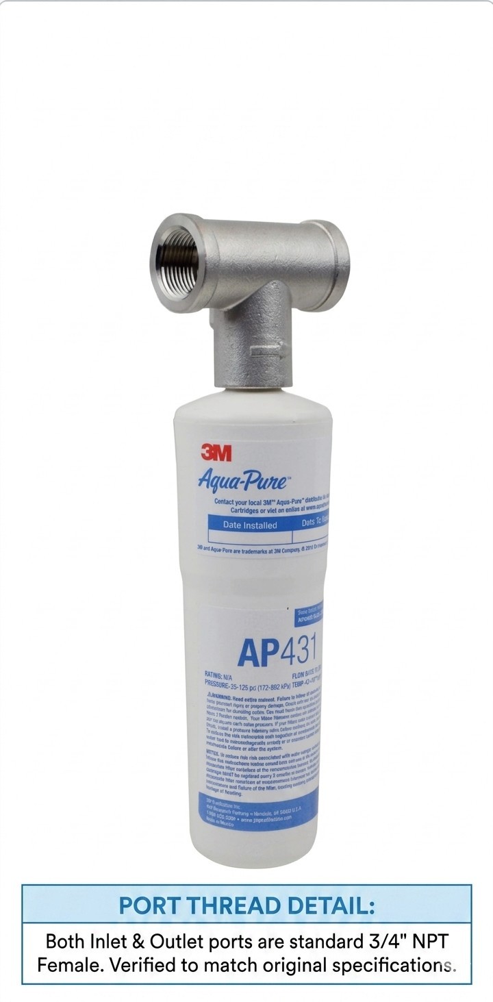 3M Aqua-Pure AP431 Scale Inhibition Filter w/ 3/4″ NPT Head – New / Open Box