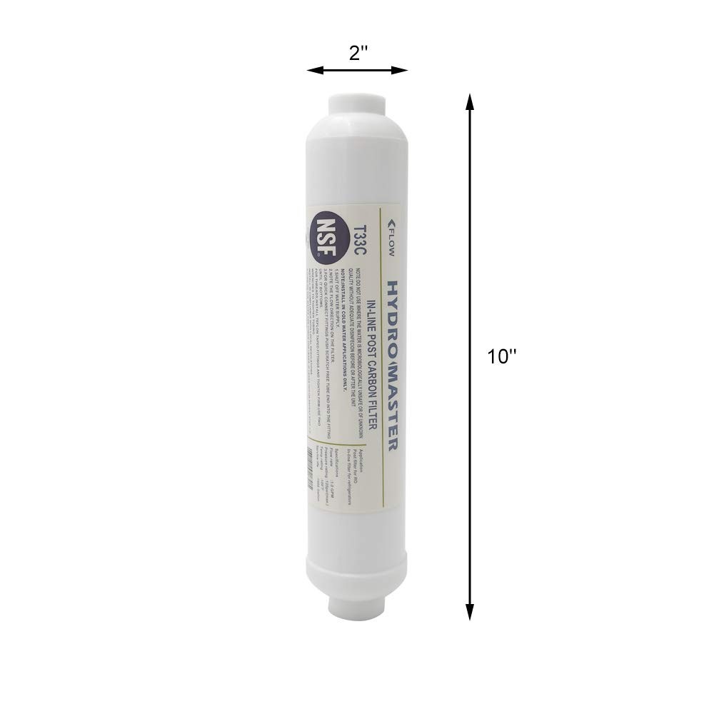 HYDRO MASTER IN-LINE POST CARBON FILTER With 1/4-Inch NPT Connection, 10 Inch x