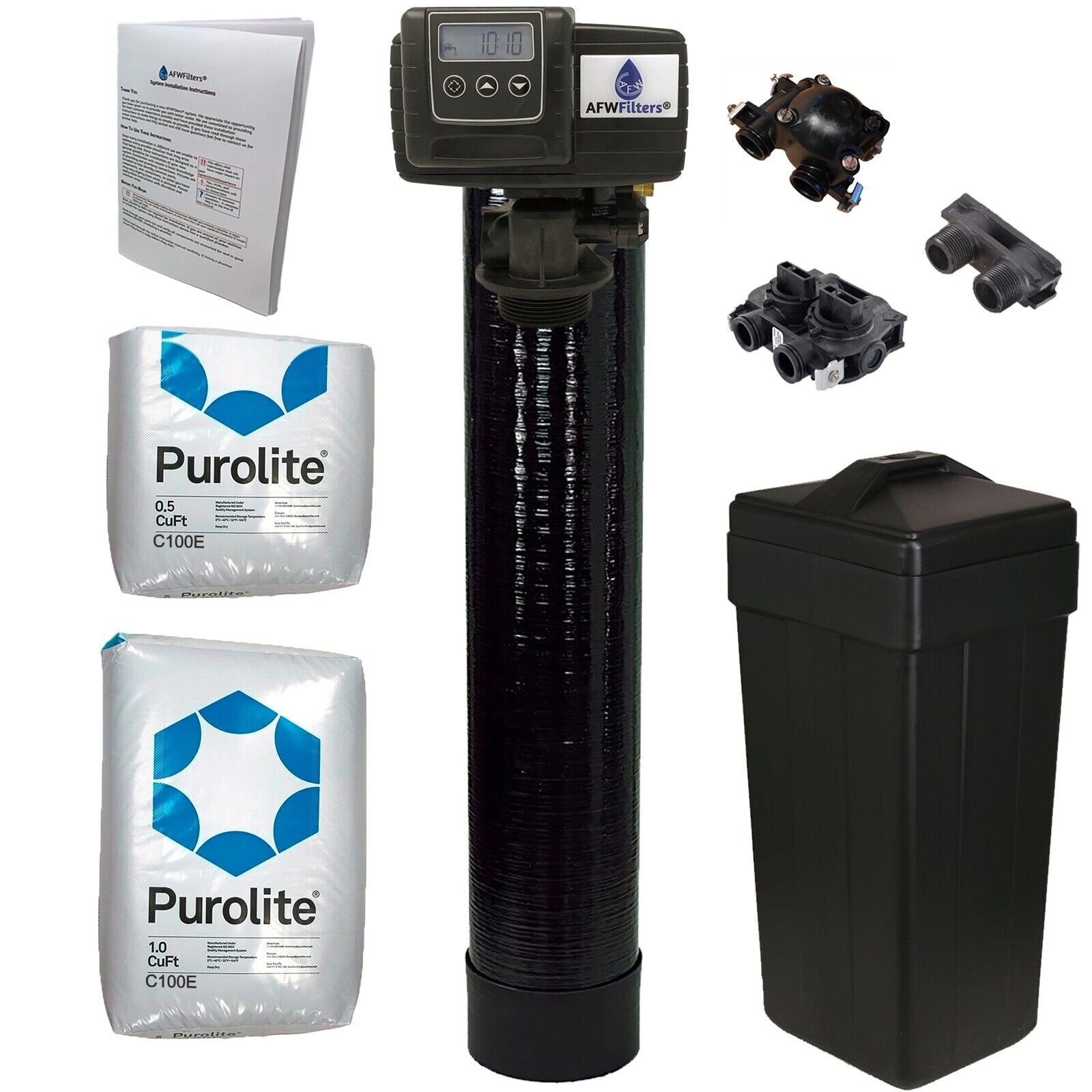 Fleck 5600SXT 3/4″ Bypass 1.5 Cu Ft 48k Purolite C100E Metered Water Softener