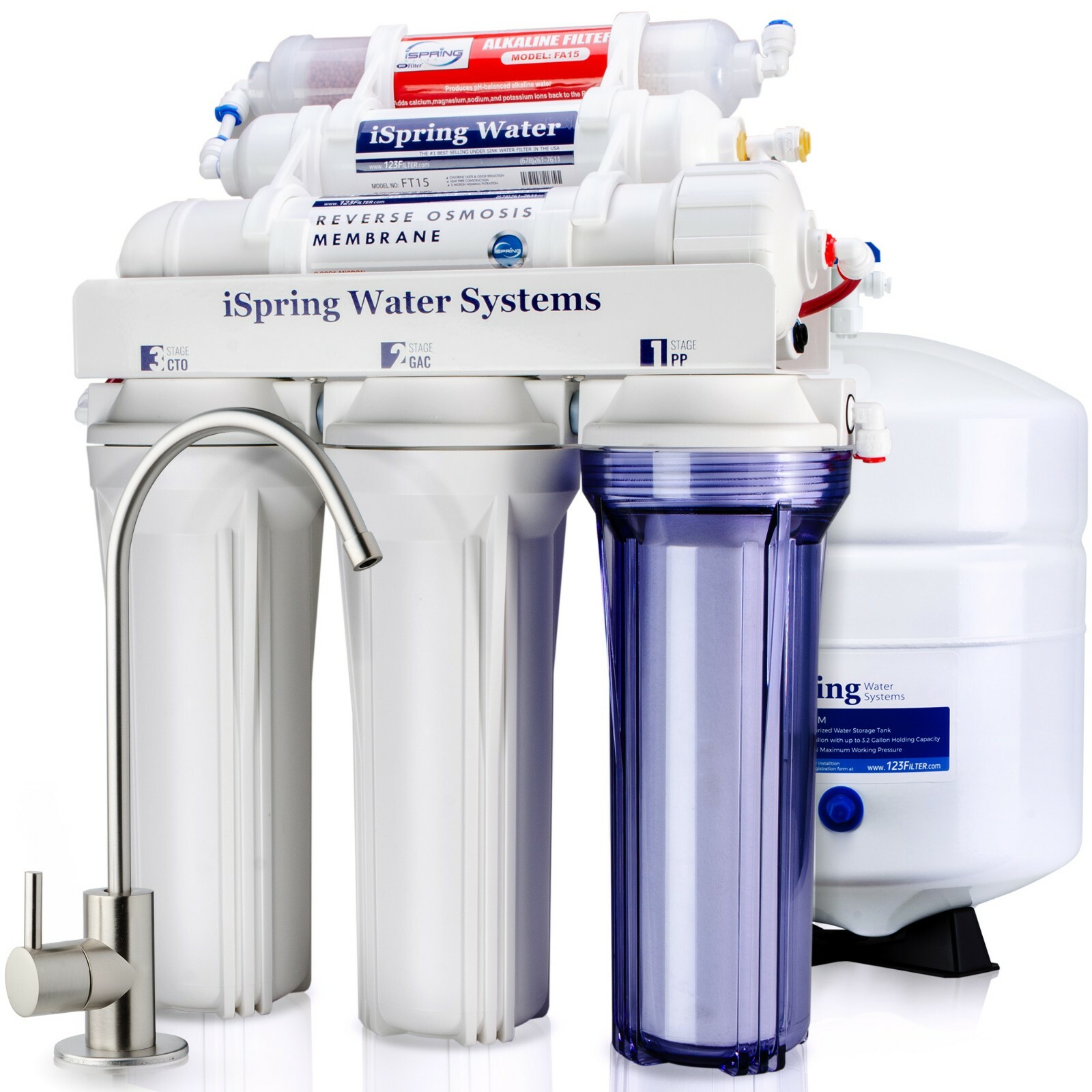 iSpring 6 Stage Reverse Osmosis RO Water Filter System With Alkaline PH Filter
