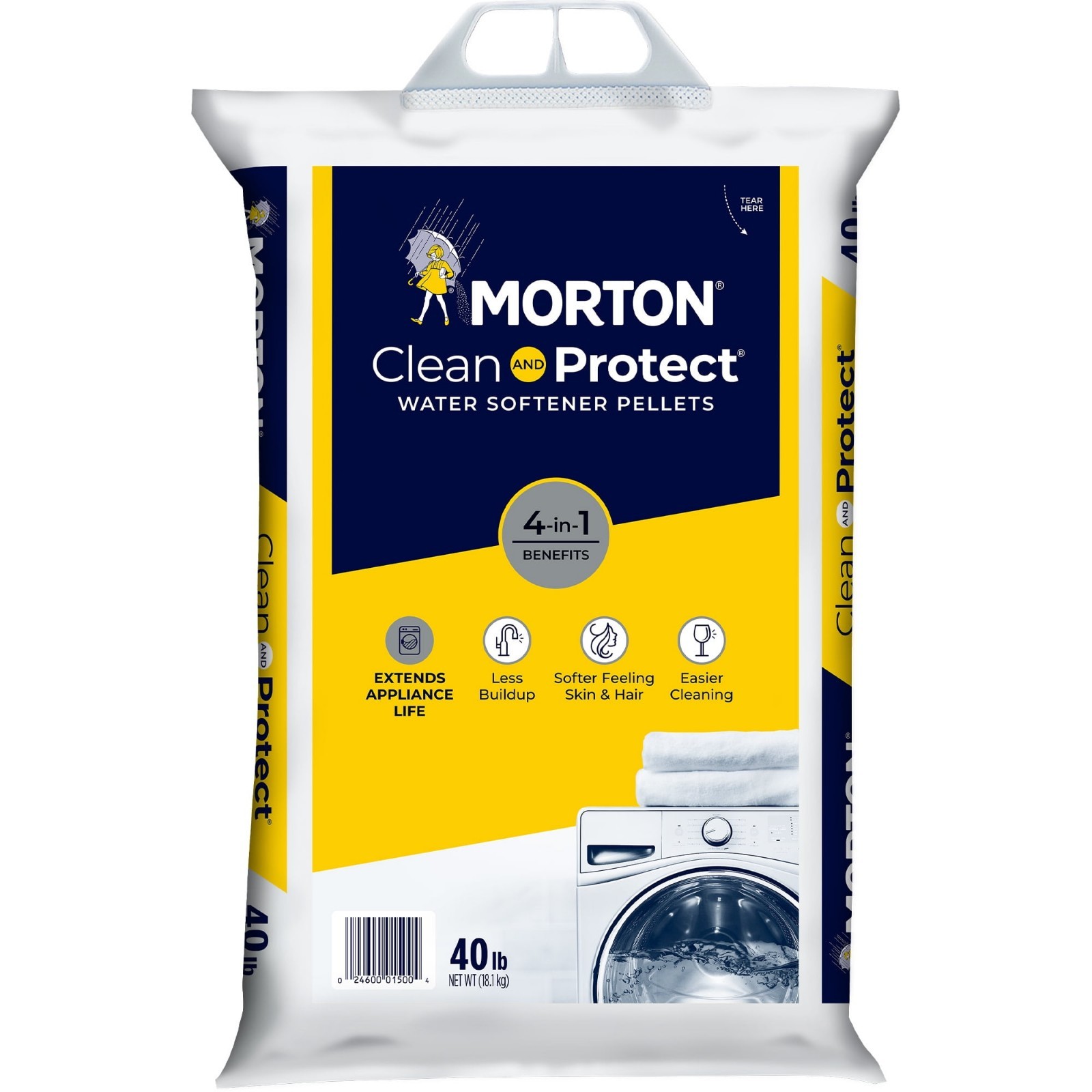 Morton Salt Clean and Protect Water Softener Salt Pellets, 40 lb. Bag (3 PACK )