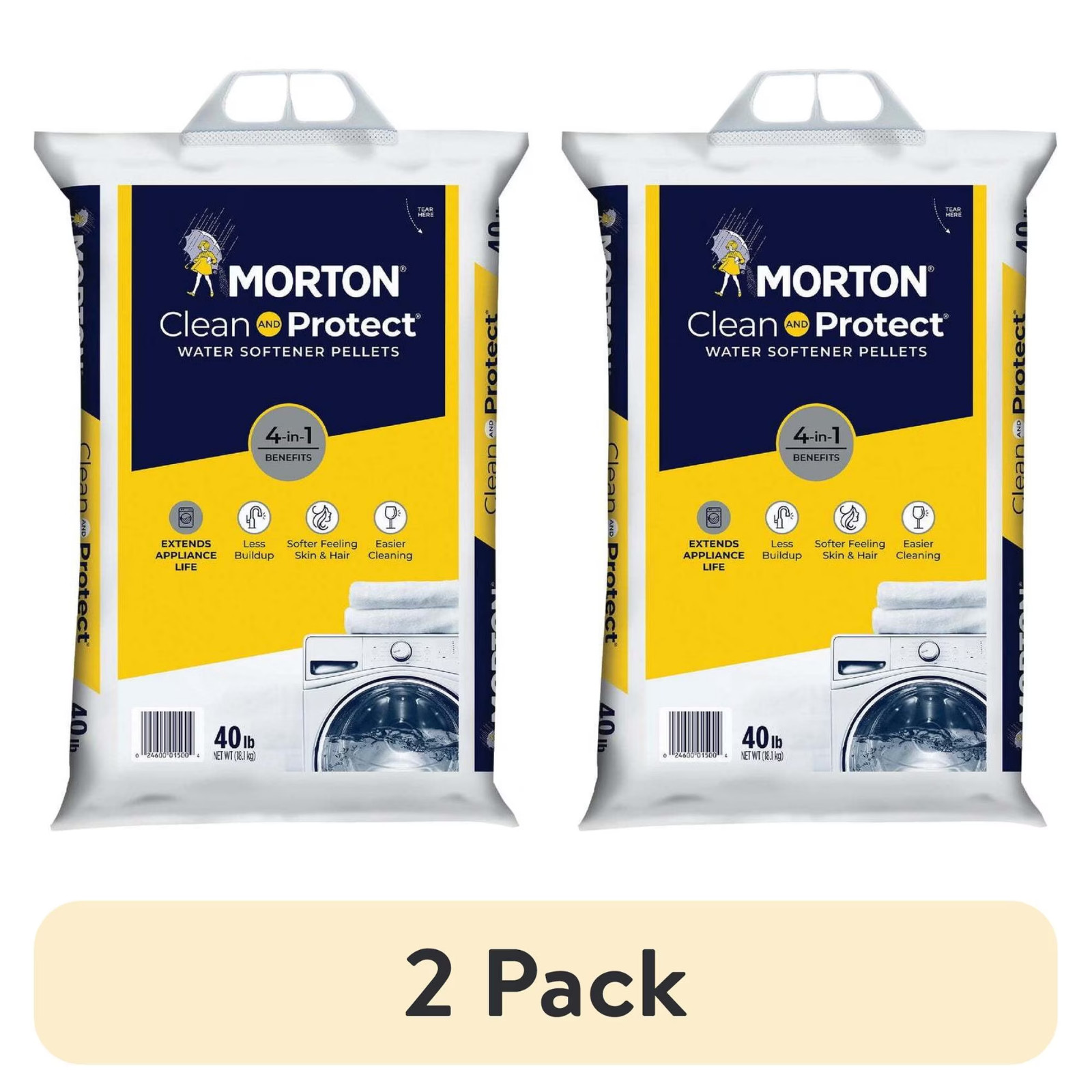 Morton Salt Clean and Protect Water Softener Salt Pellets, 40 lb. Bag ( 2 PACK )