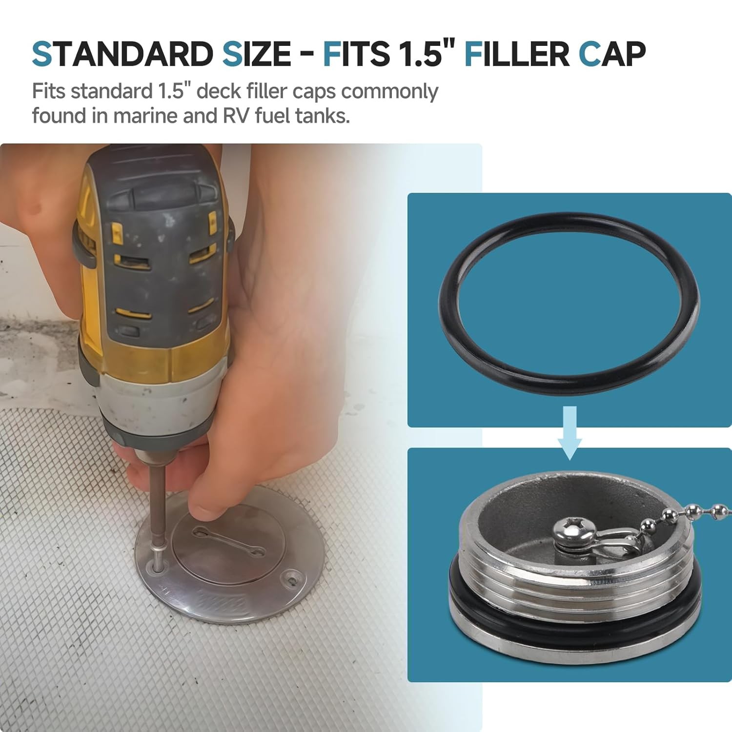 1pc Boat Deck Fill Cap O-Ring Gasket, 1.5 Inch Rubber Seal Ring for ferrous