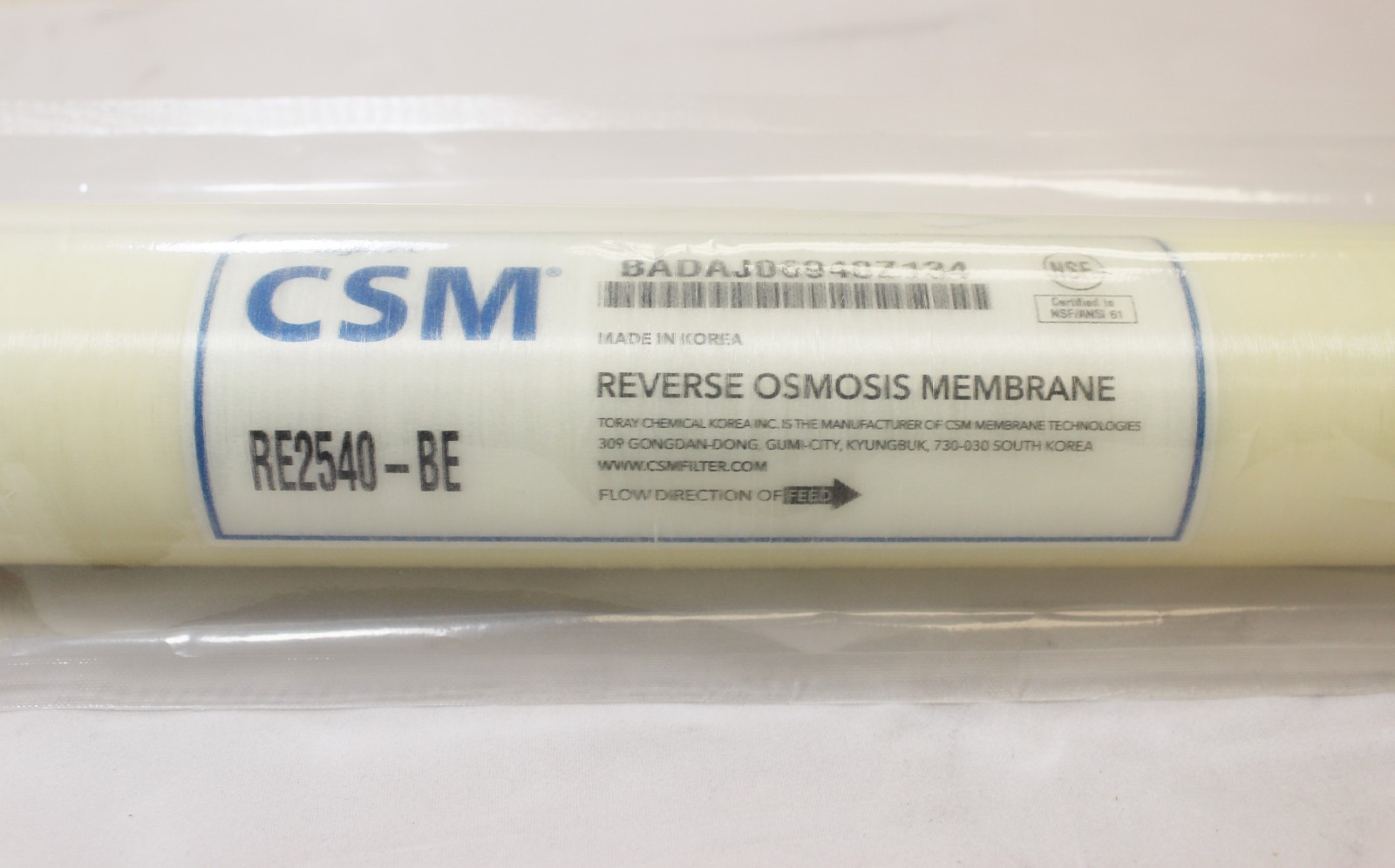 2.5″ x 40″ Reverse Osmosis Membrane CSM High Pressure 230 psi RE2540-BE 800 GPD