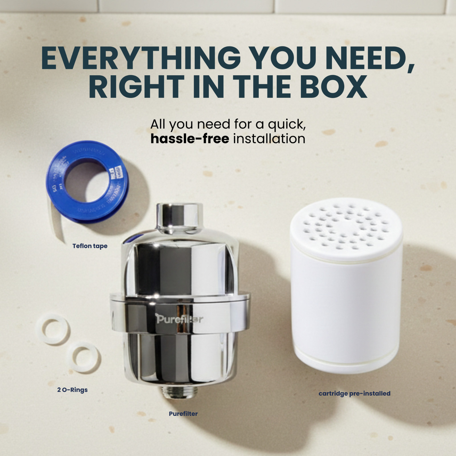 Purefilter Shower Filter for Hard Water – Reduces Dry Skin, Dull Hair & Chlorine