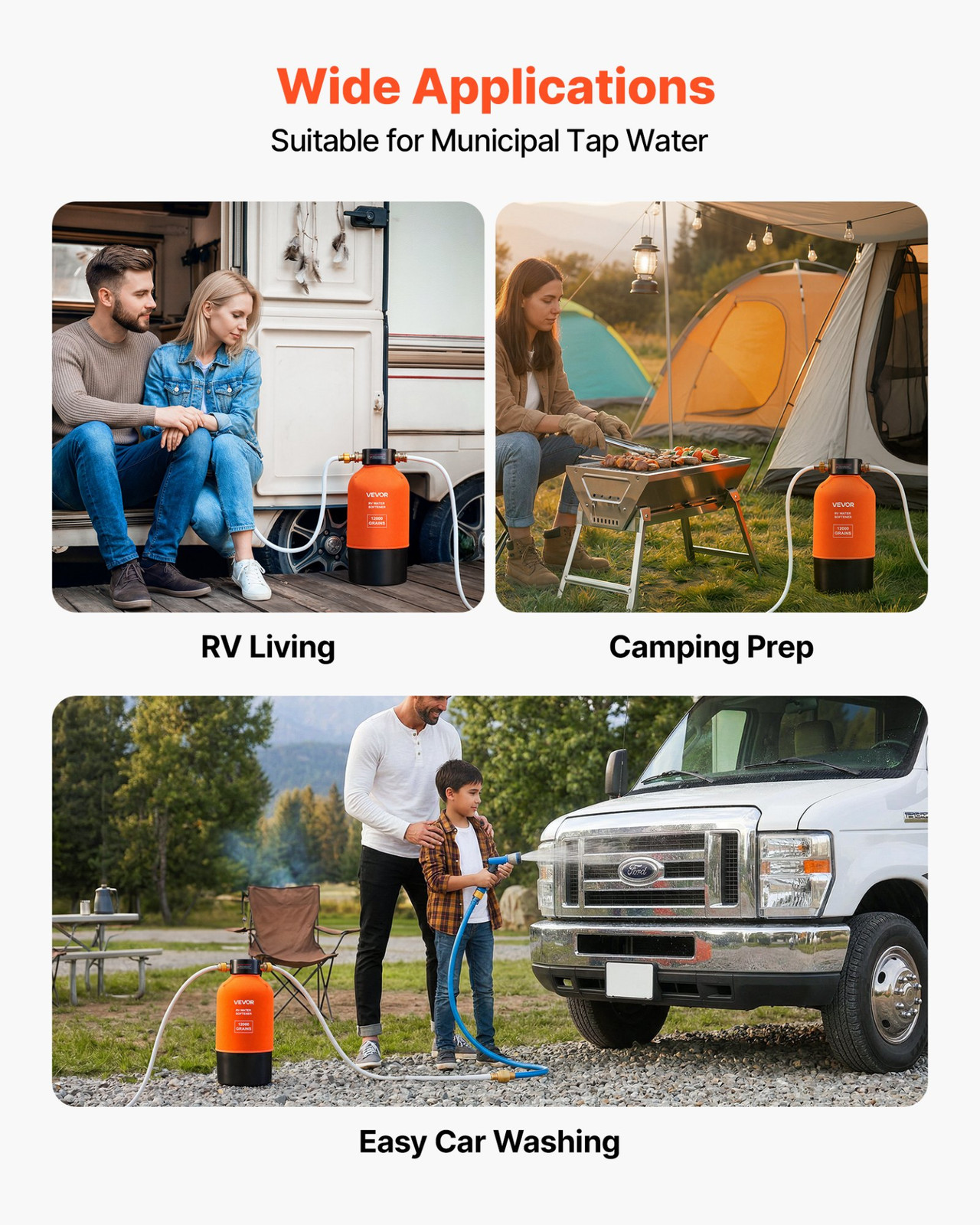 RV Water Softener 12000 Grain Portable System 3/4in Quick Connect Filter
