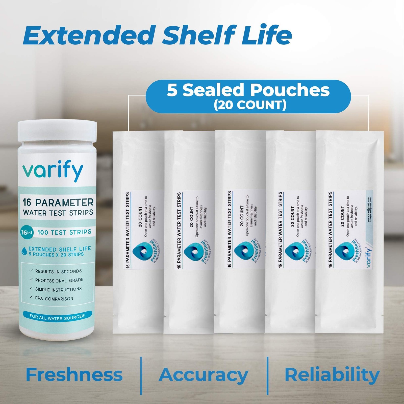 Varify 17in1 Complete Drinking Water Test Kit – 100 Strips + 2 Bacteria Teste…