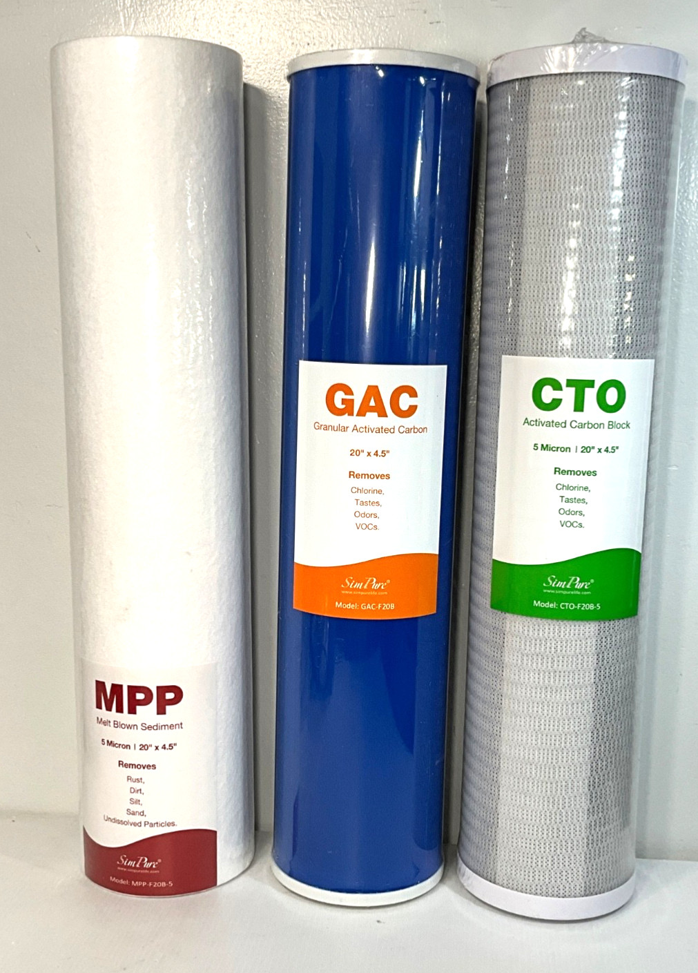SimPure DB20P 20″ x 4.5″ Whole House Water Filter Replacement Set MPP~GAP~CTO